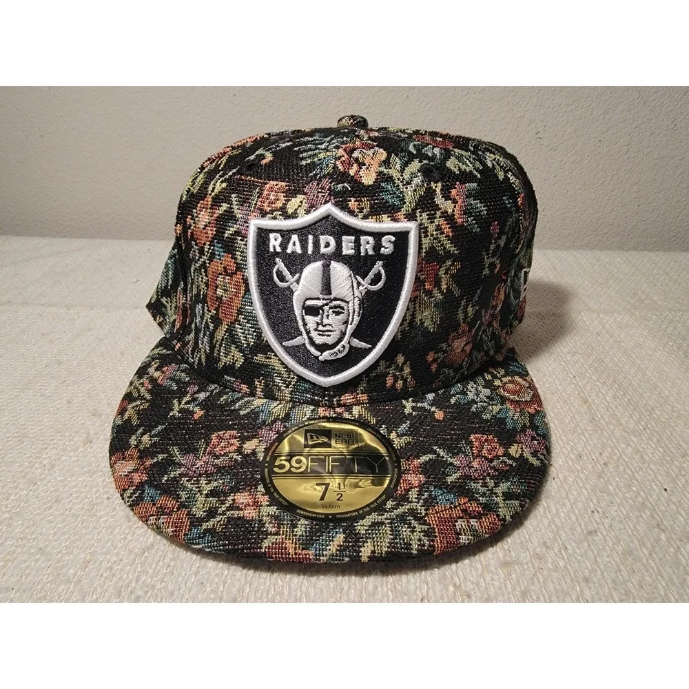 Las Vegas Raiders Hat Men Floral Corduroy 9Forty New Era Snap Back Cap 7 1/2 New